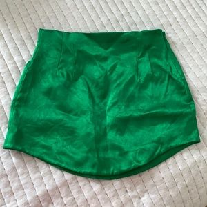 Zara satin green mini skirt
